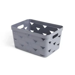 Gifi Rangement|Panière de rangement plastique gris 29,5x21,5xH16cm - modèle moyen