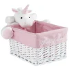 Gifi Rangement|Panière de rangement rectangle enfant licorne blanc rose 28 cm