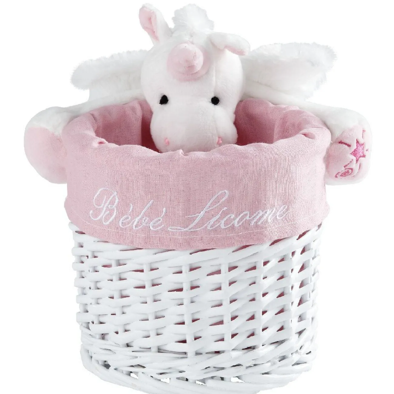 Gifi Rangement|Panière de rangement ronde enfant licorne blanc rose 18 cm