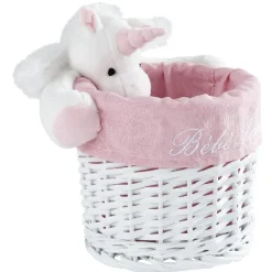Gifi Rangement|Panière de rangement ronde enfant licorne blanc rose 18 cm