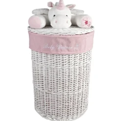 Gifi Rangement|Panière de rangement ronde enfant licorne blanc rose 45 cm