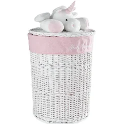 Gifi Rangement|Panière de rangement ronde enfant licorne blanc rose 45 cm