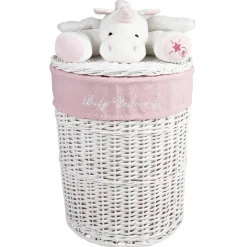 Gifi Rangement|Panière de rangement ronde enfant licorne blanc rose 37 cm