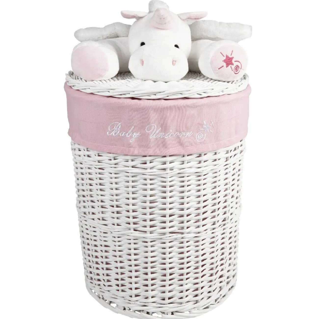 Gifi Rangement|Panière de rangement ronde enfant licorne blanc rose 37 cm