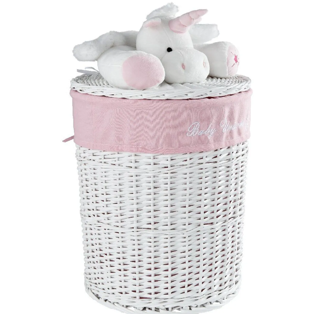 Gifi Rangement|Panière de rangement ronde enfant licorne blanc rose 37 cm