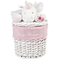Gifi Rangement|Panière de rangement ronde enfant licorne blanc rose 18 cm