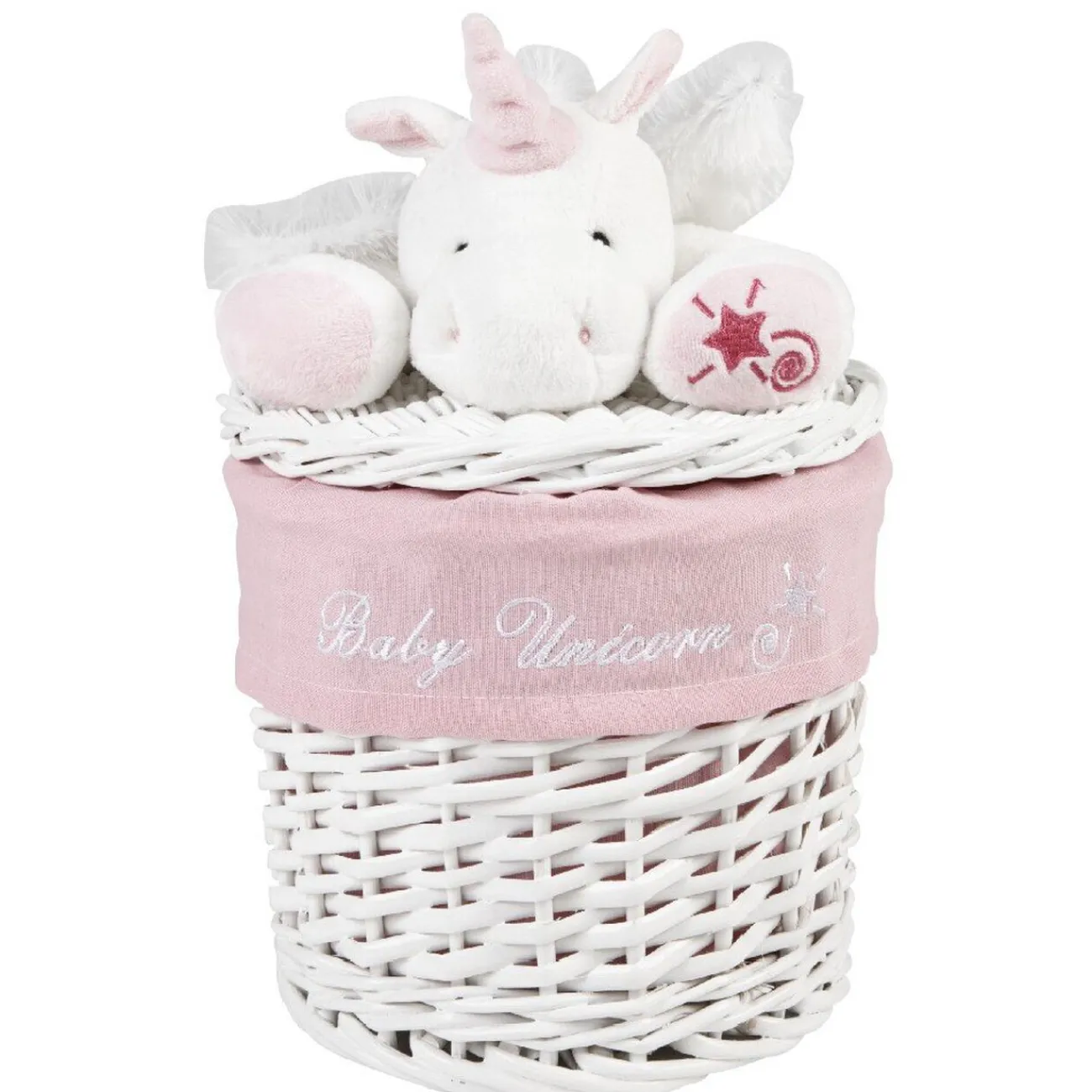 Gifi Rangement|Panière de rangement ronde enfant licorne blanc rose 18 cm