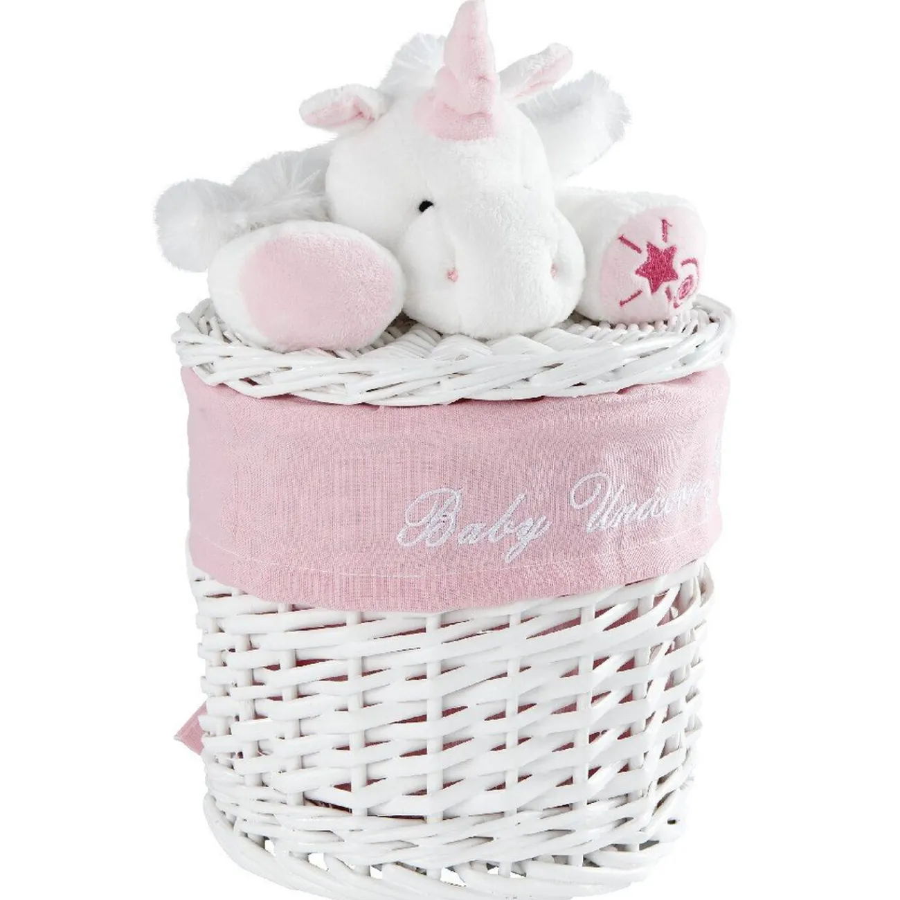 Gifi Rangement|Panière de rangement ronde enfant licorne blanc rose 18 cm