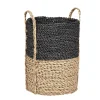 Gifi Rangement|Panière de rangement ronde en fibre de maïs noir naturel taille S