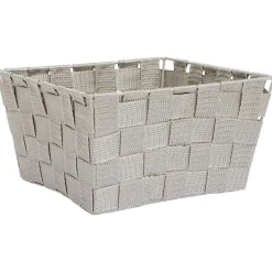 Gifi Rangement|Panière de rangement tressée gris clair Taille L - 21,5x12xH21,5cm