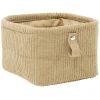 Gifi Rangement|Panière de rangement velours côtelé beige - 14x14xH9 cm