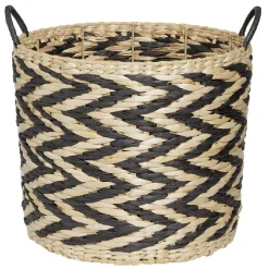 Gifi Rangement|Panière design chevrons noir naturel Ø35xH30 cm - ZEBRA