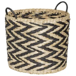 Gifi Rangement|Panière design chevrons noir naturel Ø35xH30 cm - ZEBRA