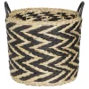 Gifi Rangement|Panière design chevrons noir naturel Ø30xH26 cm - ZEBRA