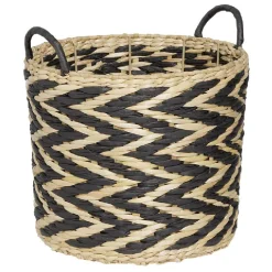 Gifi Rangement|Panière design chevrons noir naturel Ø30xH26 cm - ZEBRA