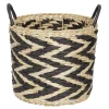 Gifi Rangement|Panière design chevrons noir naturel Ø25xH23 cm - ZEBRA