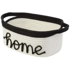 Gifi Rangement|Panière en coton inscription home blanc et noir