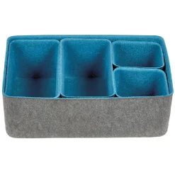 Gifi Rangement|Panière en feutrine gris et bleu x5