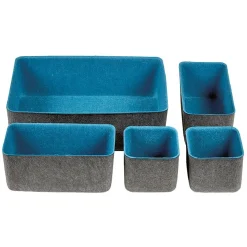 Gifi Rangement|Panière en feutrine gris et bleu x5