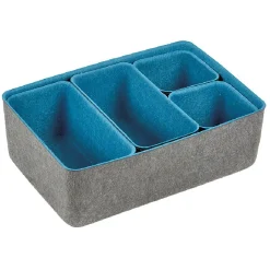 Gifi Rangement|Panière en feutrine gris et bleu x5