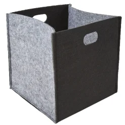 Gifi Rangement|Panière en feutrine noir gris petit modèle