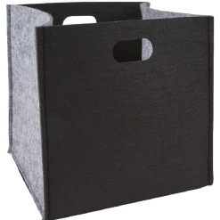 Gifi Rangement|Panière en feutrine noir gris petit modèle