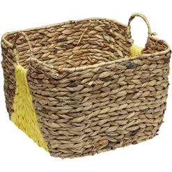 Gifi Rangement|Panière en Jonc de mer bicolore jaune naturel avec 2 anses taille M