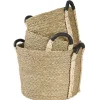 Gifi Rangement|Panière en jonc naturel avec anse effet cuir x3