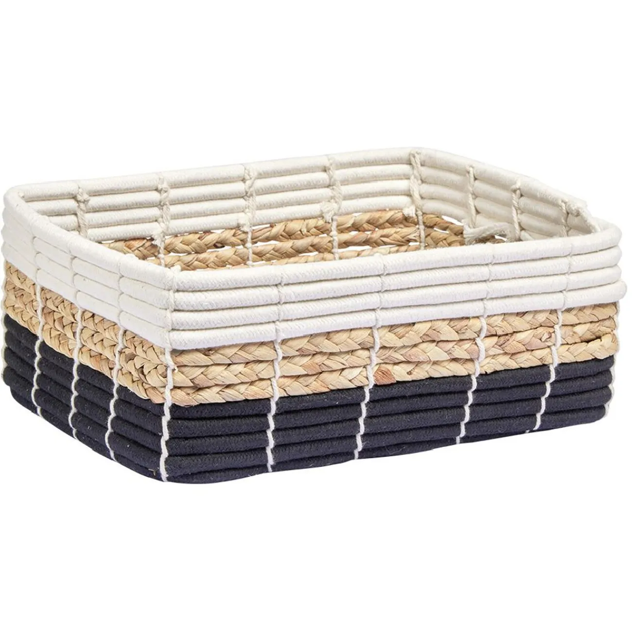 Gifi Rangement|panière en jute blanc beige noir