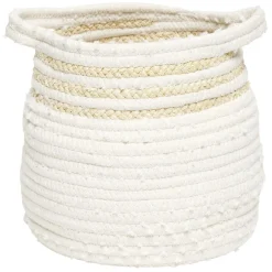 Gifi Rangement|Panière en jute et coton blanc 24 x 18 x H.22 cm