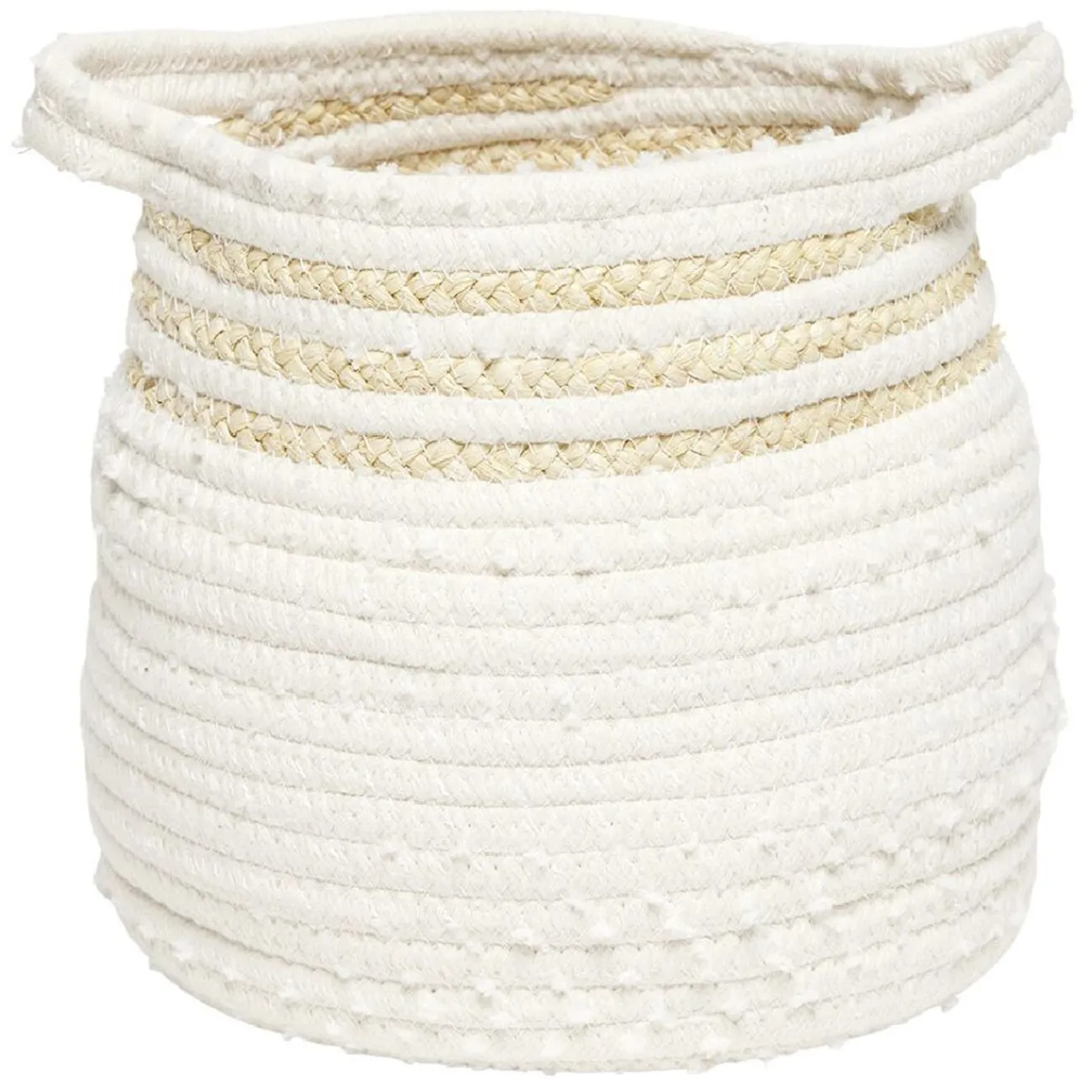 Gifi Rangement|Panière en jute et coton blanc 24 x 18 x H.22 cm