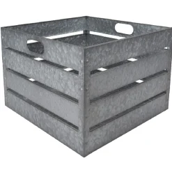 Gifi Rangement|Panière en métal gris grand modèle