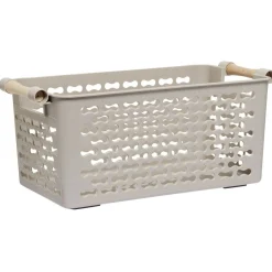 Gifi Rangement|Panière en plastique avec poignée bois 4L