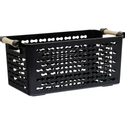 Gifi Rangement|Panière en plastique avec poignée bois 4L