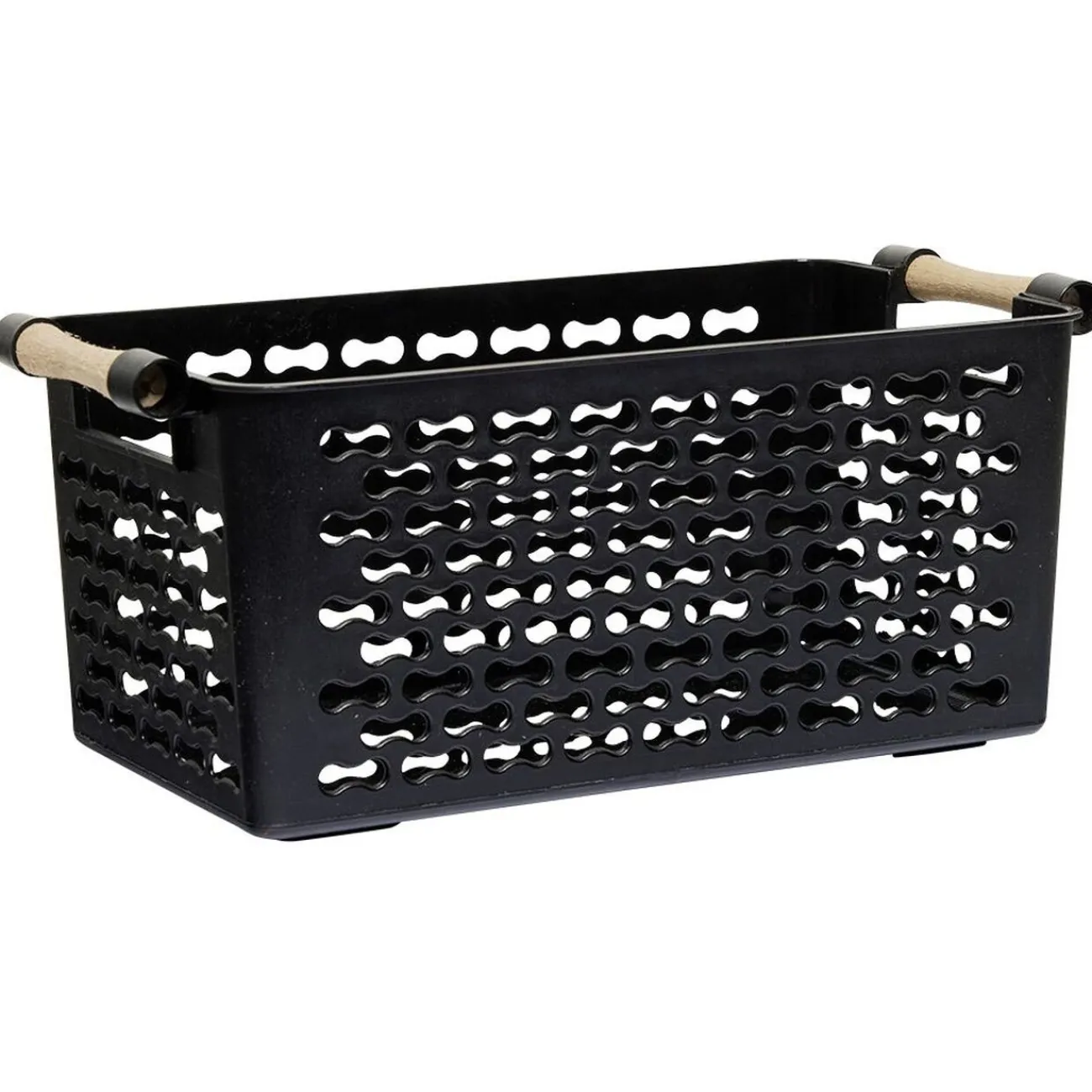 Gifi Rangement|Panière en plastique avec poignée bois 4L