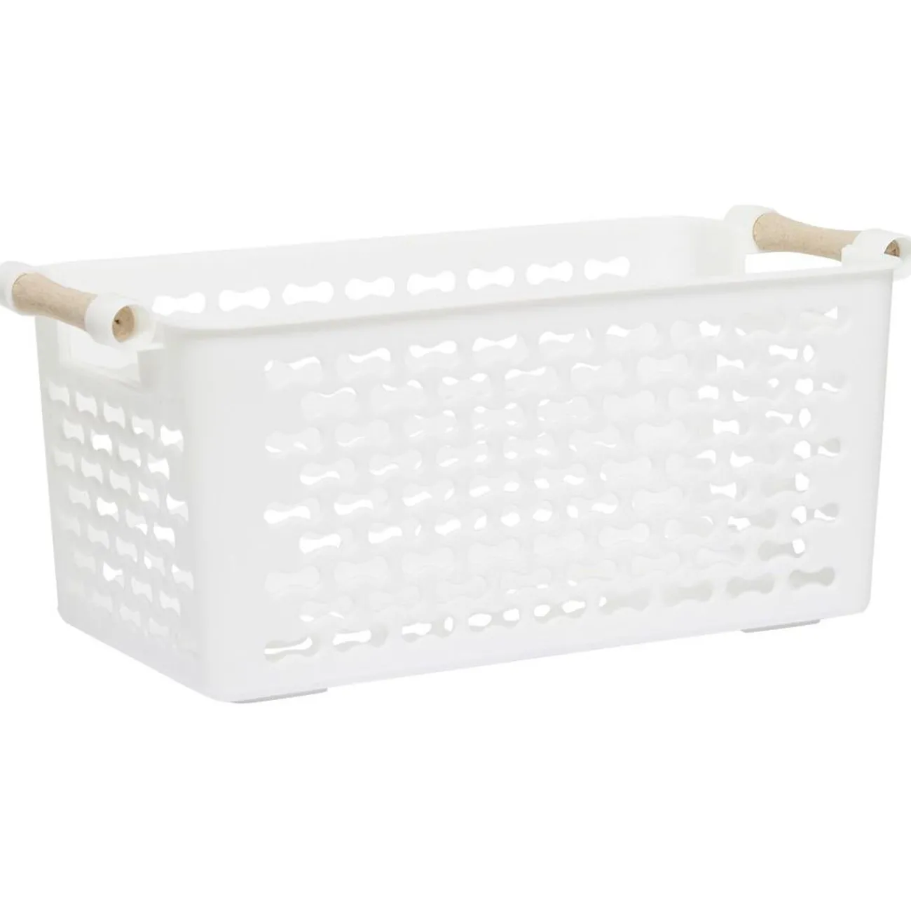 Gifi Rangement|Panière en plastique avec poignée bois 4L