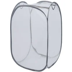 Gifi Entretien Du Linge|Panière 2-en-1 pliable 72L acier et polyester gris 38x38xH64cm