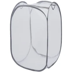 Gifi Entretien Du Linge|Panière 2-en-1 pliable 72L acier et polyester gris 38x38xH64cm