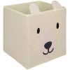 Gifi Rangement|Panière enfant Box Cube laine bouclée ours blanc ou brun 31x29x31cm