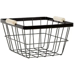 Gifi Rangement|Panière grillagée en métal noir x2