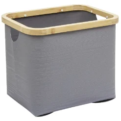 Gifi Rangement|Panière grise armature bambou petit modèle