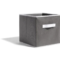 Gifi Rangement|Panière grise et blanche pour meuble cube