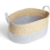 Gifi Rangement|Panière jacinthe d'eau feutrine beige et gris clair 44x33xH20cm