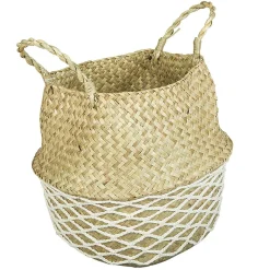 Gifi Rangement|Panière jacinthe d'eau tressée déco macramé anse cordage