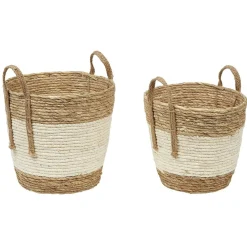 Gifi Rangement|Panière jonc de mer naturel et blanc x2