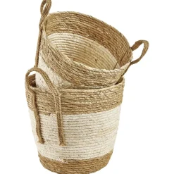 Gifi Rangement|Panière jonc de mer naturel et blanc x2