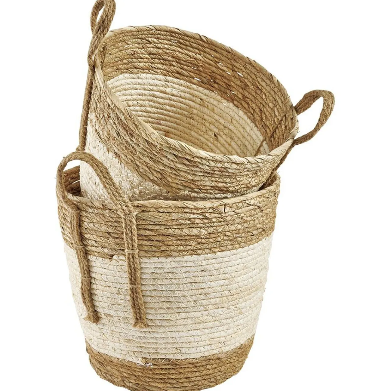 Gifi Rangement|Panière jonc de mer naturel et blanc x2