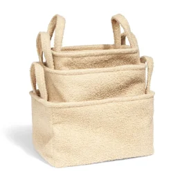 Gifi Rangement|Panière laine bouclée beige 36x26xH20cm