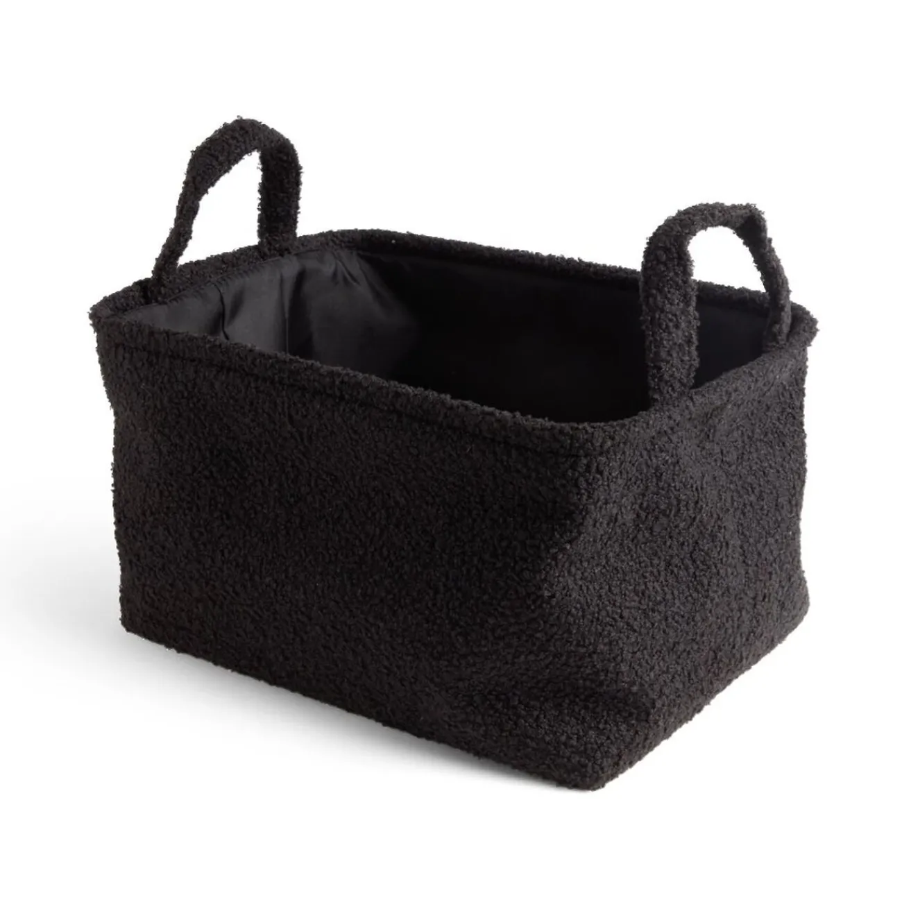 Gifi Rangement|Panière laine bouclée noire 36x26xH20cm