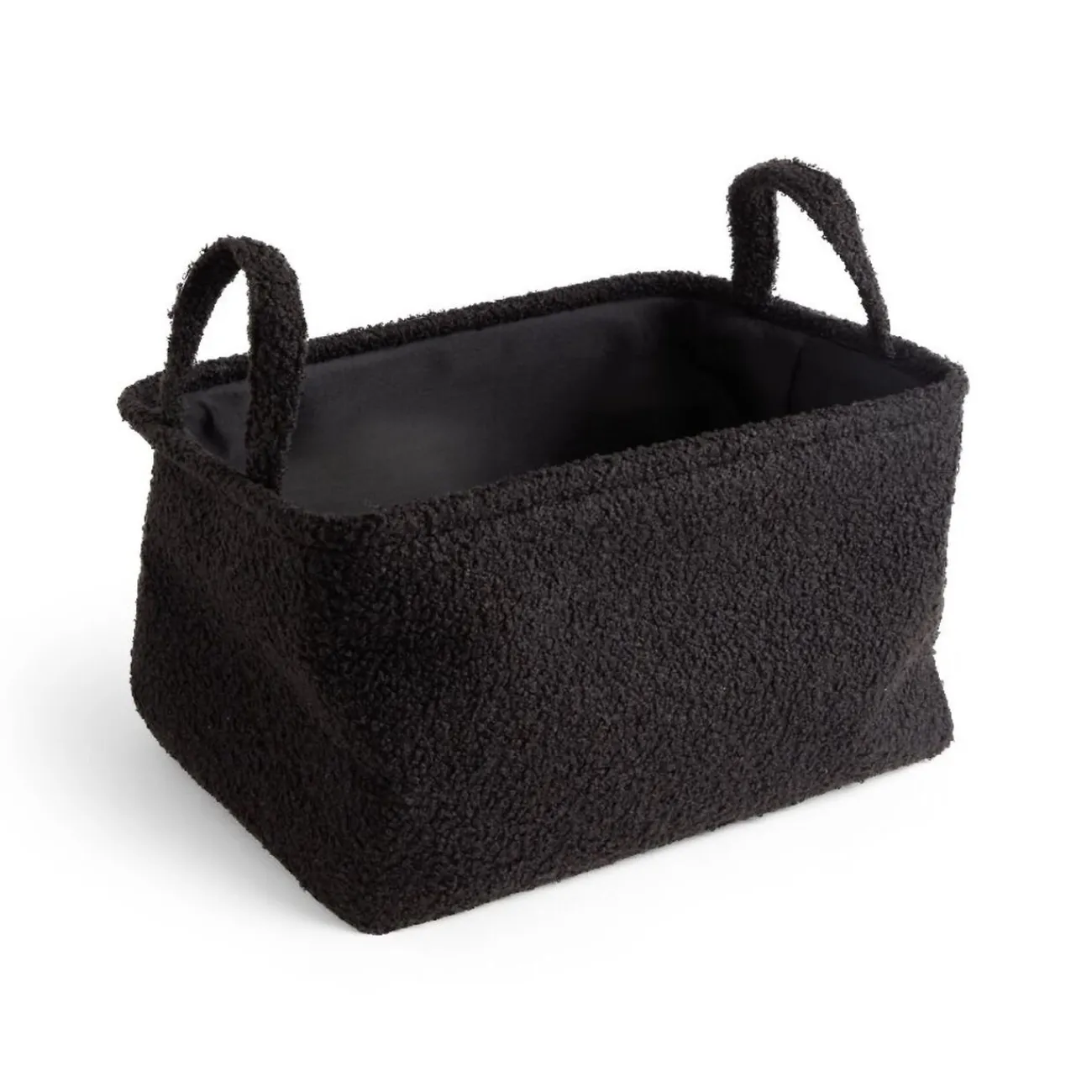 Gifi Rangement|Panière laine bouclée noire 36x26xH20cm